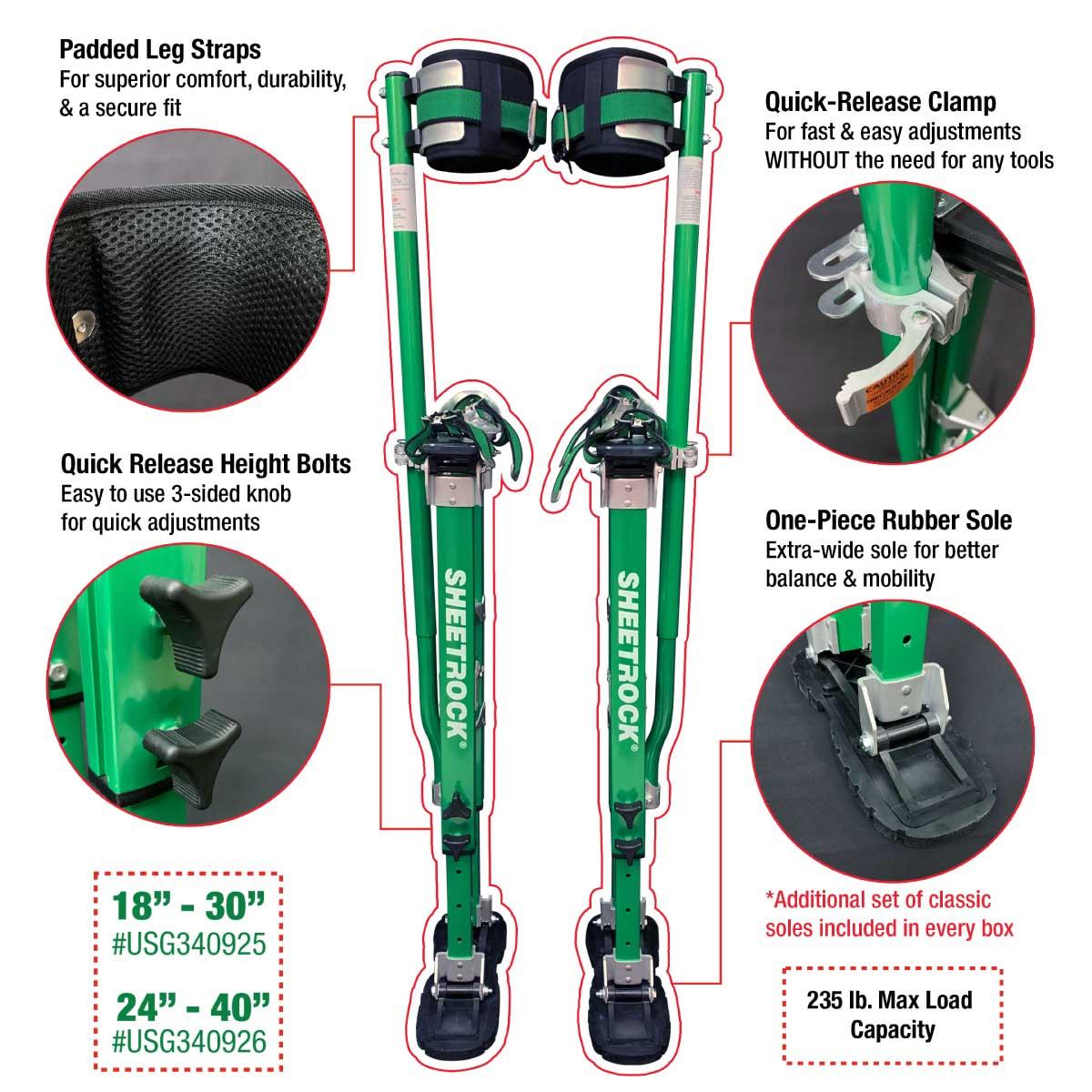 Sheetrock Tools Stilts 18" - 30"